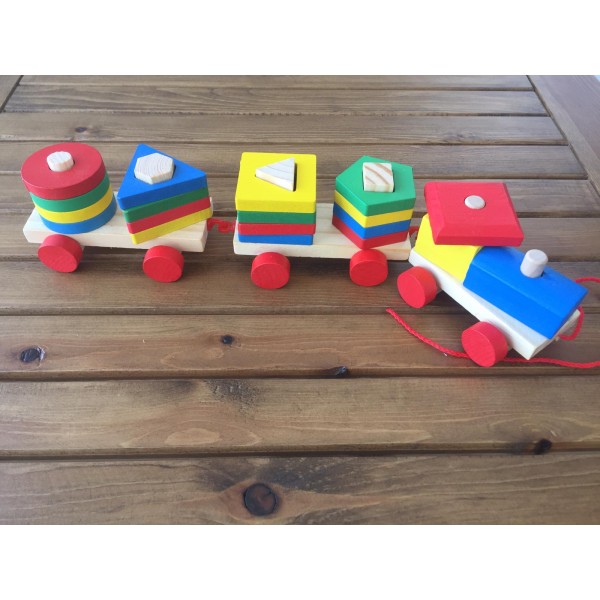 Ahşap Geometrik Eğitici Tren